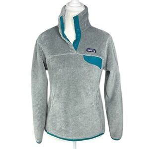 Patagonia Re-Tool Snap-T Pullover‎ Womens Small Grey Teal Fleece STY25442